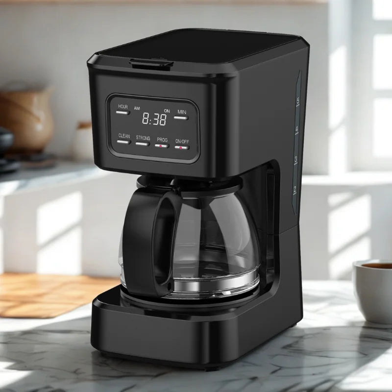 HKM-377939 Programmable 5-Cup Coffee Machine with Ground Coffee and Clear Water Level Indicator