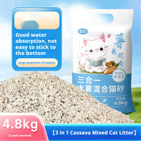 HKM-3780541 10kg Mixed Bitter Cassava Cat Litter - Dust-Free Tofu Bentonite for Odor Control