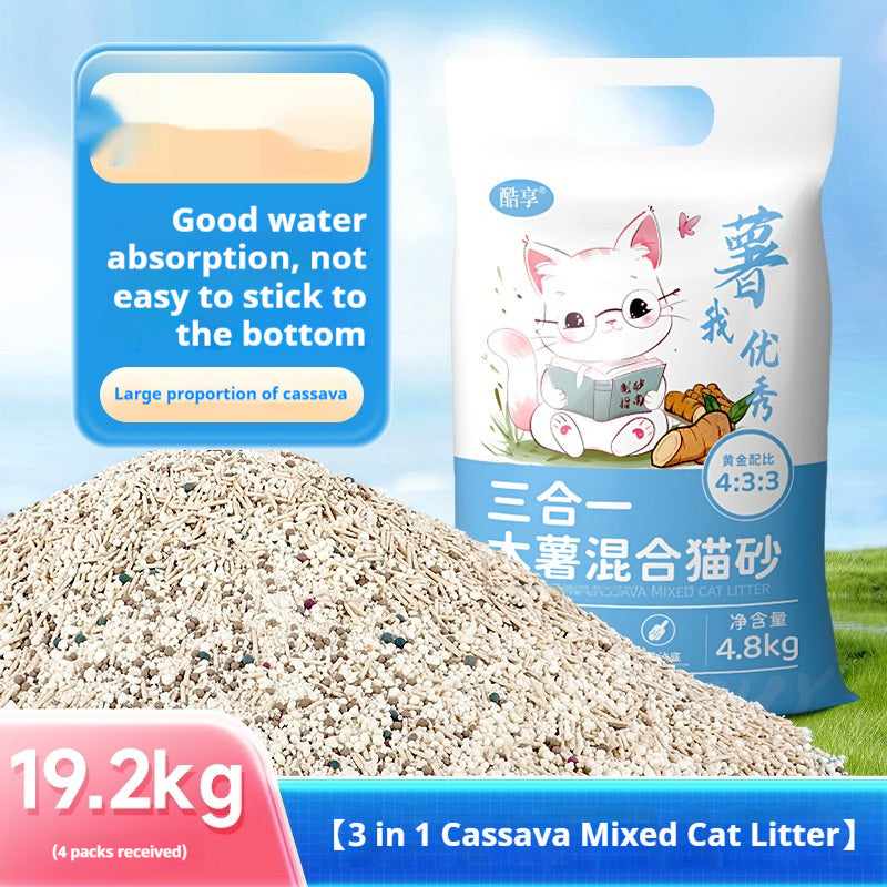 HKM-3780541 10kg Mixed Bitter Cassava Cat Litter - Dust-Free Tofu Bentonite for Odor Control