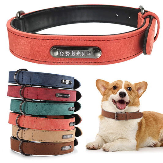 HKM-378067 Adjustable Microfiber Leather Anti-Lost Dog Collar with Custom Engraving Options in Various Colors and Patterns