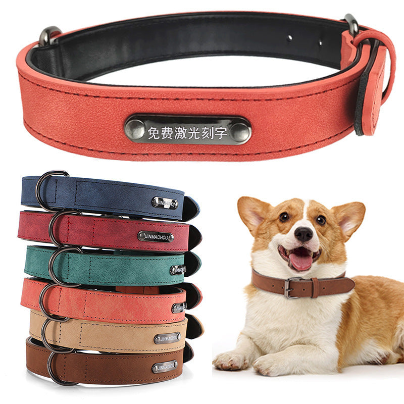 HKM-378067 Adjustable Microfiber Leather Anti-Lost Dog Collar with Custom Engraving Options in Various Colors and Patterns