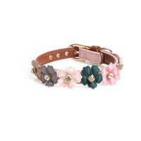 HKM-3781053 Stylish Pet Dog Flower Collar with Rhinestones in Blue, Black, White, or Pink