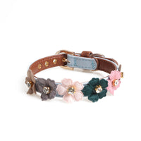HKM-3781053 Stylish Pet Dog Flower Collar with Rhinestones in Blue, Black, White, or Pink