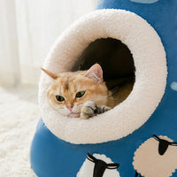HKM-3781309 Enclosed Triangle Cat Nest - Soft Plush Bed for Indoor Cats