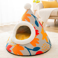 HKM-3781309 Enclosed Triangle Cat Nest - Soft Plush Bed for Indoor Cats