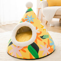 HKM-3781309 Enclosed Triangle Cat Nest - Soft Plush Bed for Indoor Cats