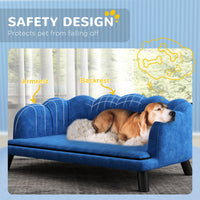 HKM-3783485 Dark Blue Pearl Design Pet Sofa for Medium and Large Dogs with Removable Cushion and Solid Birch Wood Legs