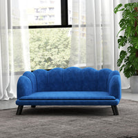 HKM-3783485 Dark Blue Pearl Design Pet Sofa for Medium and Large Dogs with Removable Cushion and Solid Birch Wood Legs