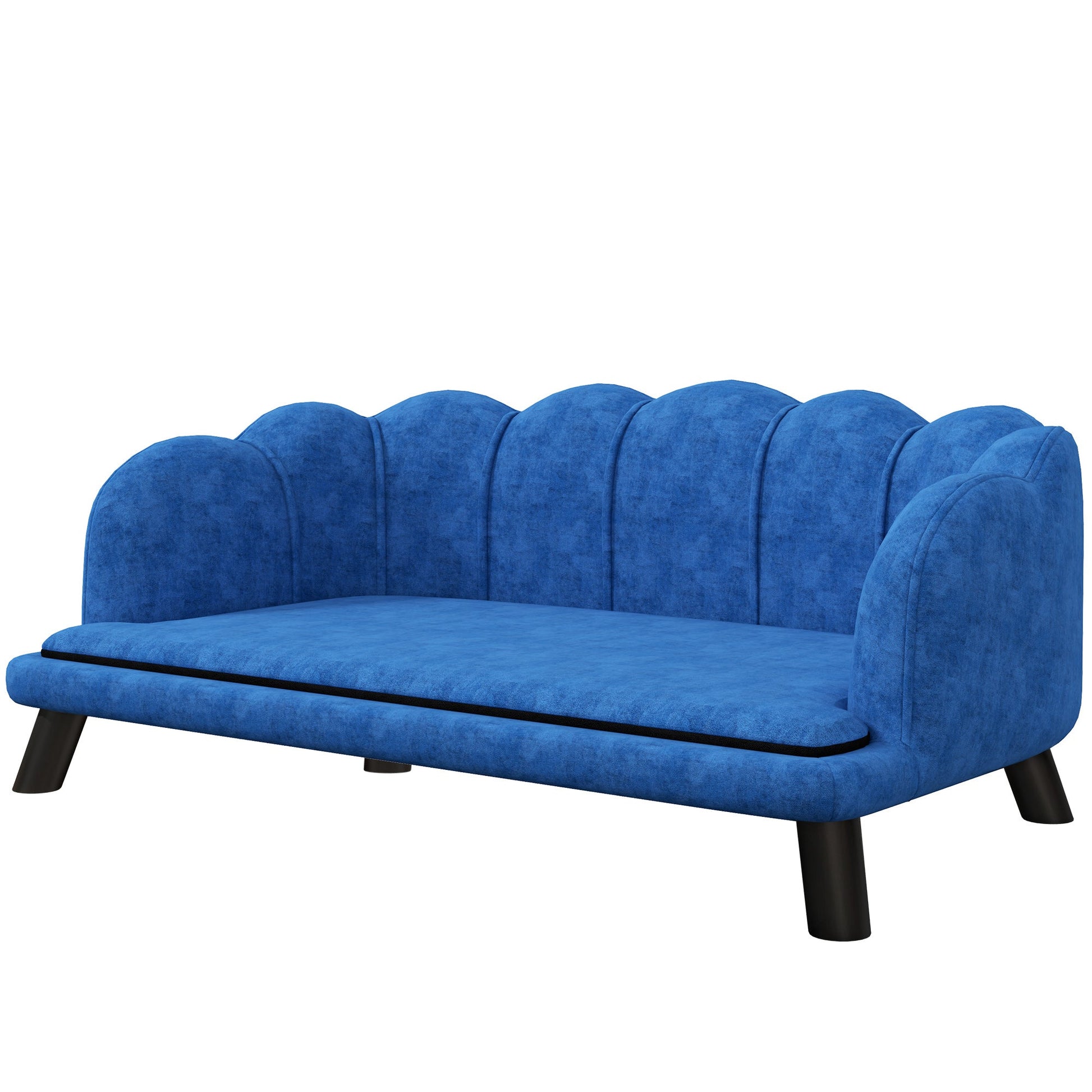 HKM-3783485 Dark Blue Pearl Design Pet Sofa for Medium and Large Dogs with Removable Cushion and Solid Birch Wood Legs
