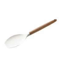 HKM-378387 Creamy White Wooden Handle Nonstick Silicone Kitchen Utensils - 11 Piece Cooking Tool Set