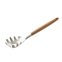 HKM-378387 Creamy White Wooden Handle Nonstick Silicone Kitchen Utensils - 11 Piece Cooking Tool Set