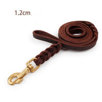 HKM-3784637 Durable Dark Brown Leather Dog Leash for Large Breeds - Multiple Sizes Available
