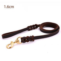 HKM-3784637 Durable Dark Brown Leather Dog Leash for Large Breeds - Multiple Sizes Available