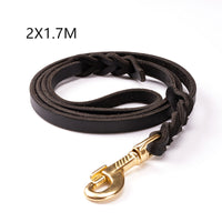 HKM-3784637 Durable Dark Brown Leather Dog Leash for Large Breeds - Multiple Sizes Available