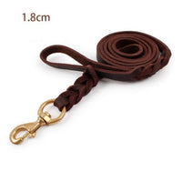 HKM-3784637 Durable Dark Brown Leather Dog Leash for Large Breeds - Multiple Sizes Available