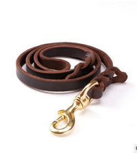 HKM-3784637 Durable Dark Brown Leather Dog Leash for Large Breeds - Multiple Sizes Available