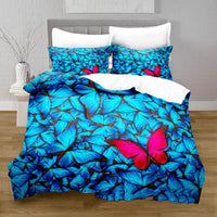 HKM-378515 3D Digital Printed Butterfly Pattern Brushed Quilt Cover and Pillowcase Bedding Set