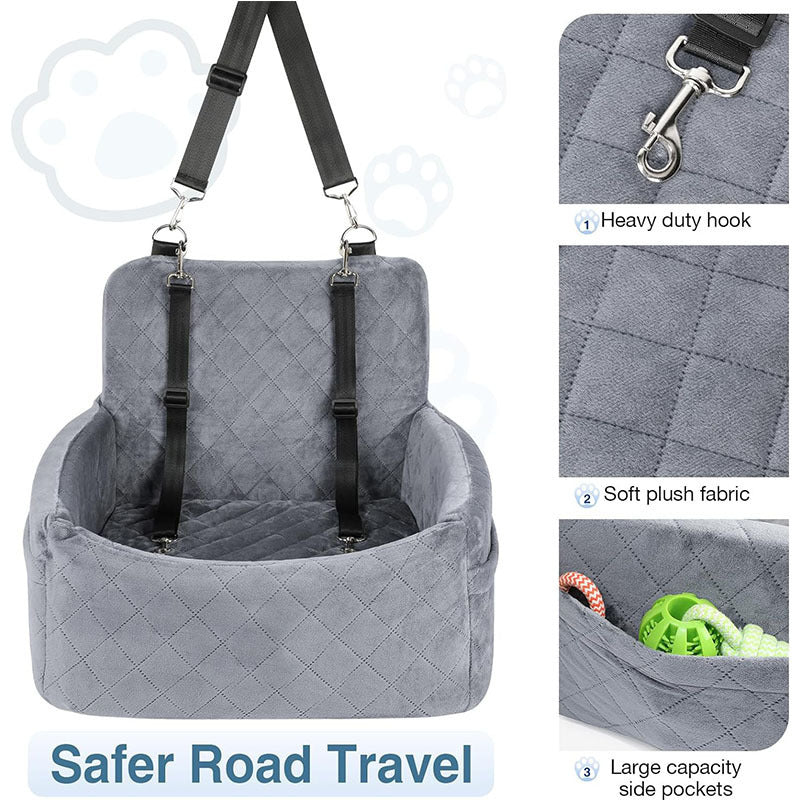 HKM-3786685 Dog Car Seat Safety Mat for Front and Rear Rows in Gray and Black, Holland Velvet Material, 48*48*13CM