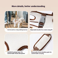 HKM-3787069 Portable Crossbody Handbag for Small Dogs and Cats - Genuine Leather - Lomi Brown and Leo Black Options Available