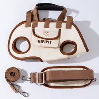 HKM-3787069 Portable Crossbody Handbag for Small Dogs and Cats - Genuine Leather - Lomi Brown and Leo Black Options Available