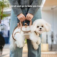 HKM-3787069 Portable Crossbody Handbag for Small Dogs and Cats - Genuine Leather - Lomi Brown and Leo Black Options Available