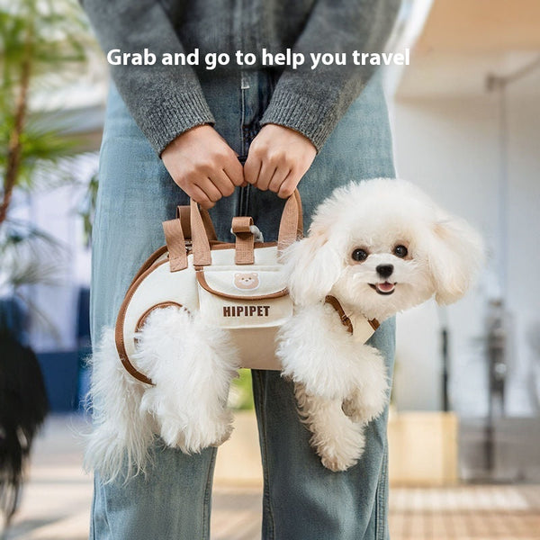 HKM-3787069 Portable Crossbody Handbag for Small Dogs and Cats - Genuine Leather - Lomi Brown and Leo Black Options Available