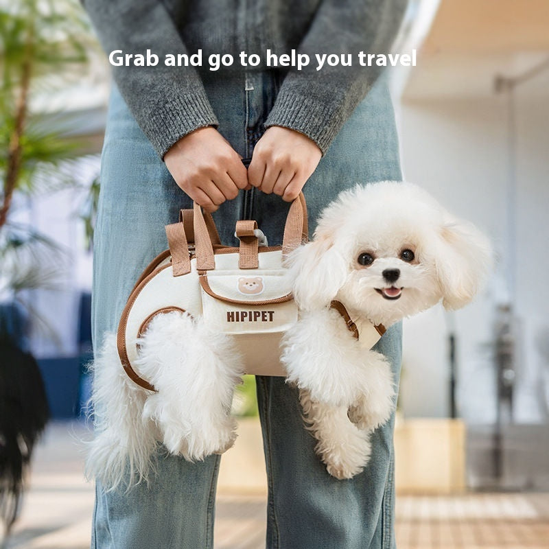 HKM-3787069 Portable Crossbody Handbag for Small Dogs and Cats - Genuine Leather - Lomi Brown and Leo Black Options Available