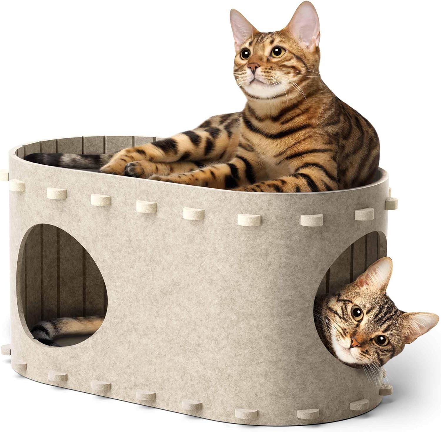 HKM-3788989 Cozy Indoor Cat Bed Cave with Foldable Design and Scratch-Resistant Tunnel