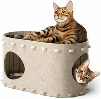 HKM-3788989 Cozy Indoor Cat Bed Cave with Foldable Design and Scratch-Resistant Tunnel