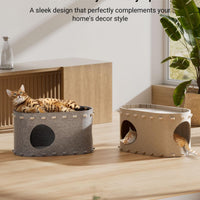 HKM-3788989 Cozy Indoor Cat Bed Cave with Foldable Design and Scratch-Resistant Tunnel