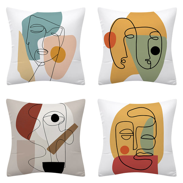 HKM-378899 Modern Minimalist Geometric Linen Pillowcase - Abstract Cushion Cover 45x45cm