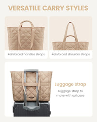 HKM-378899 Puffer Tote Bag for 15.6 in Laptop - Large Quilted Handbag with Shoulder Strap