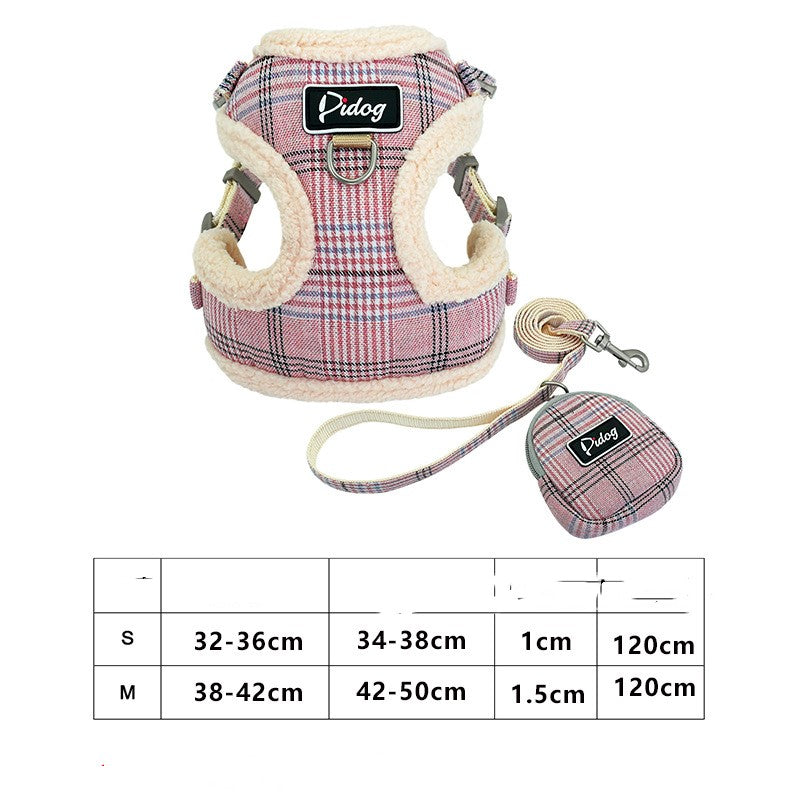 HKM-3789885 Stylish Vest-Style Chest Harness for Small Dogs - Teddy Chihuahua, Available in Rose Red, Blue, Gray