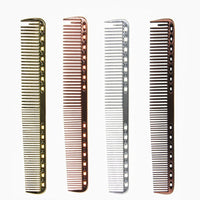 HKM-379091 Space Aluminum Haircut Comb in Rose Gold, Silver, Gold, and Bronze – Perfect for Salon and Home Use
