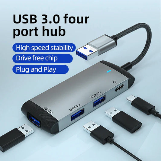 HKM-379411 4-Port USB Hub Docking Station Adapter for MacBook - Multiport Connector Splitter