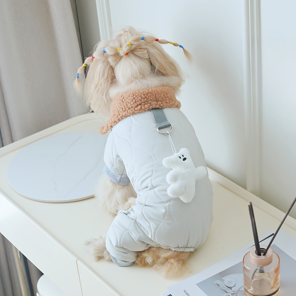 HKM-3795133 Light Green Extra Thick Band Pet Clothing with Toy Bear Pendant - Available in Multiple Sizes
