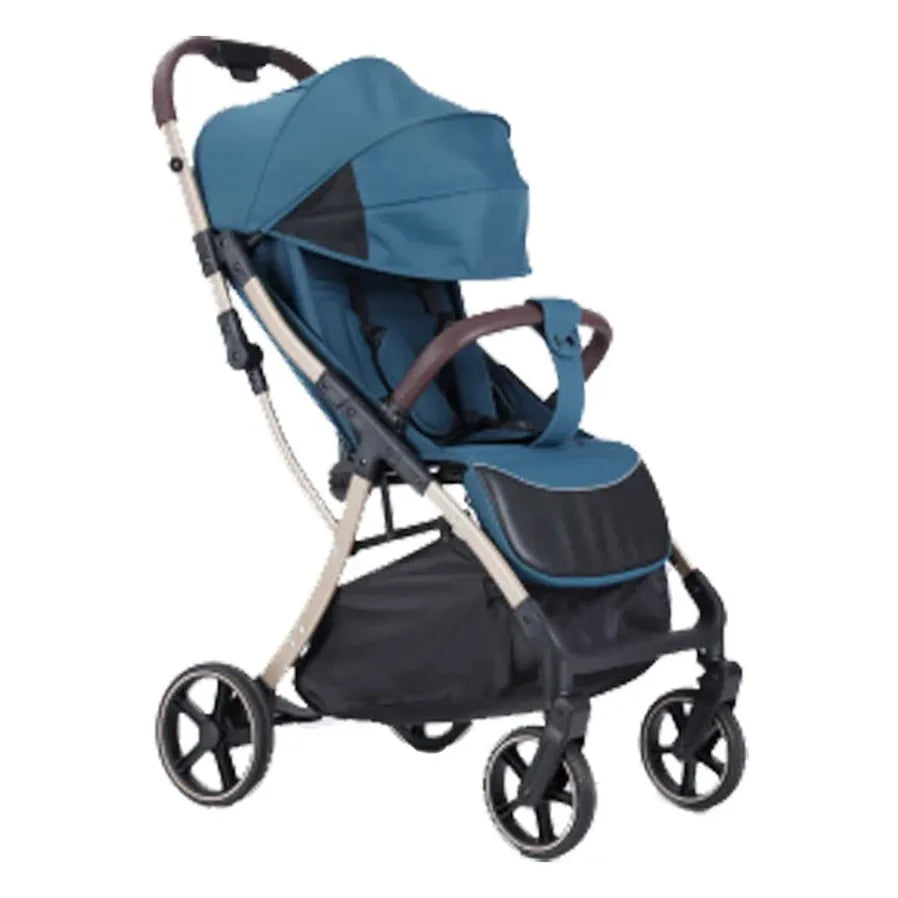 HKM-379539 Adjustable Baby Stroller with Reclining Backrest and Safety Features