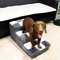 HKM-3795645 Handmade Dog Stairs with Storage Space and Grid Pattern Design
