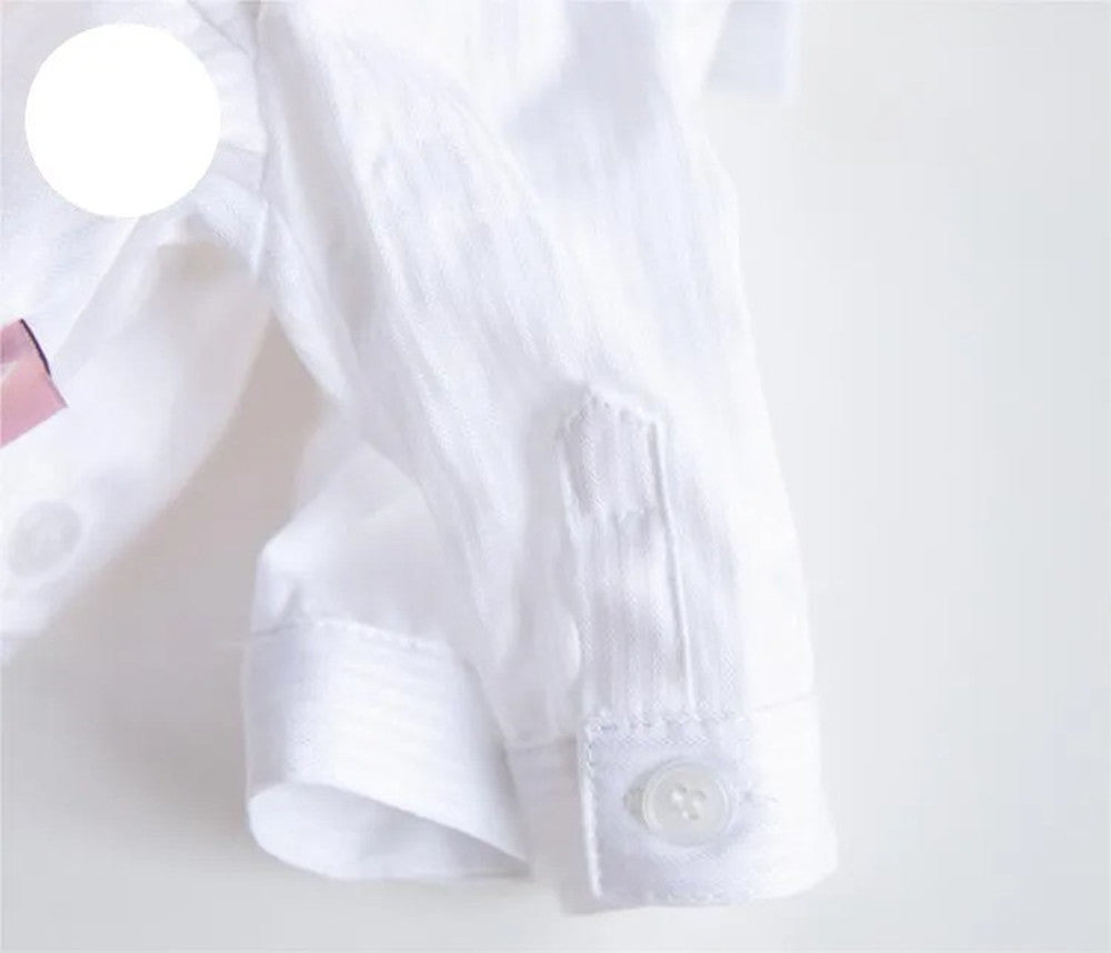 HKM-3796157 Formal Autumn and Winter Shirt for Pets – White Cloth Attire for Dogs and Cats in Various Sizes