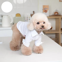 HKM-3796157 Formal Autumn and Winter Shirt for Pets – White Cloth Attire for Dogs and Cats in Various Sizes