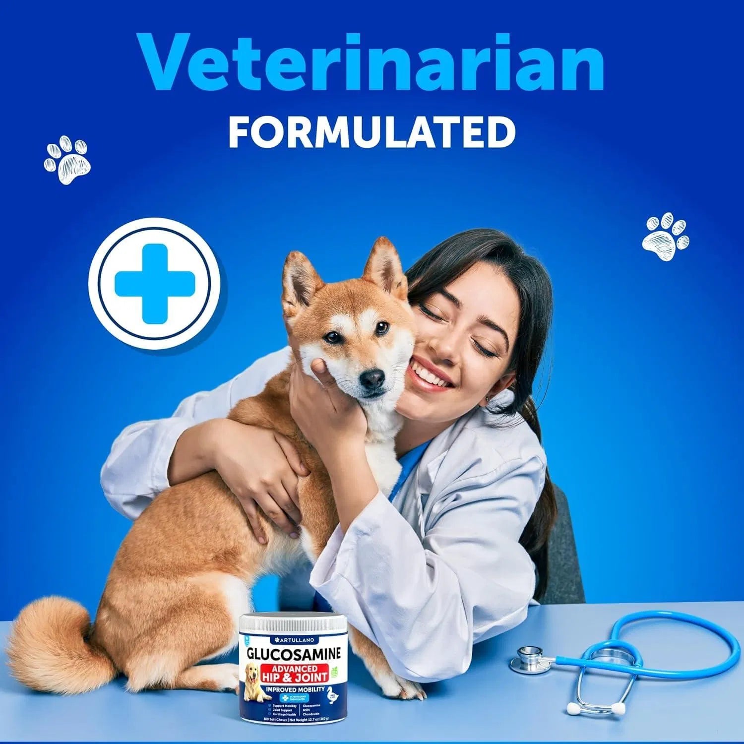 HKM-3796413 Glucosamine Chews for Dogs with Chondroitin and Hemp Oil for Joint Support, 120 Soft Treats