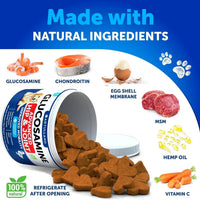 HKM-3796413 Glucosamine Chews for Dogs with Chondroitin and Hemp Oil for Joint Support, 120 Soft Treats