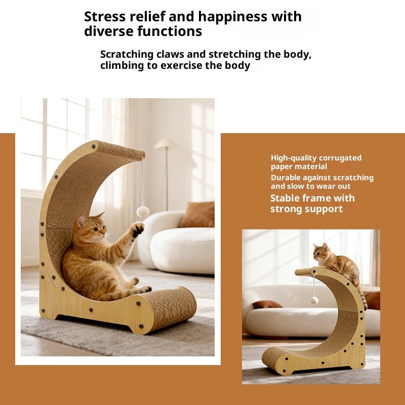 HKM-3796541 Arc-Shaped Corrugated Paper Cat Scratching Board and Nest Climbing Frame