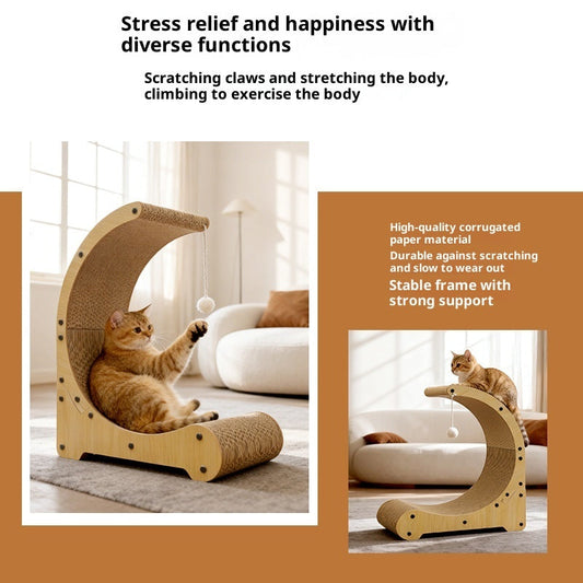 HKM-3796541 Arc-Shaped Corrugated Paper Cat Scratching Board and Nest Climbing Frame