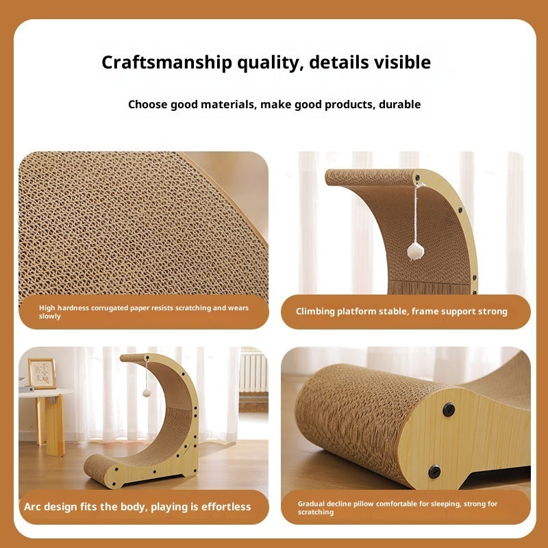 HKM-3796541 Arc-Shaped Corrugated Paper Cat Scratching Board and Nest Climbing Frame