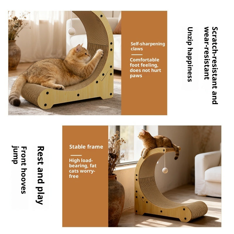 HKM-3796541 Arc-Shaped Corrugated Paper Cat Scratching Board and Nest Climbing Frame