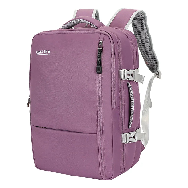HKM-379731 Custom Logo Waterproof Nylon Laptop Backpack for 17-Inch Devices with USB Port - Unisex Fashion Design