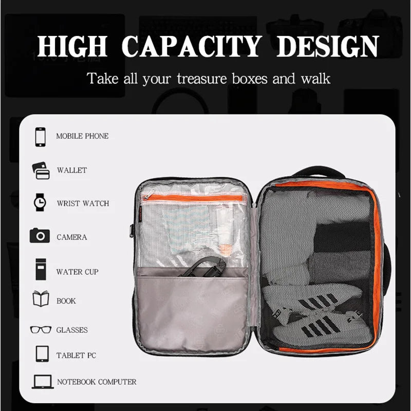 HKM-379731 Custom Logo Waterproof Nylon Laptop Backpack for 17-Inch Devices with USB Port - Unisex Fashion Design