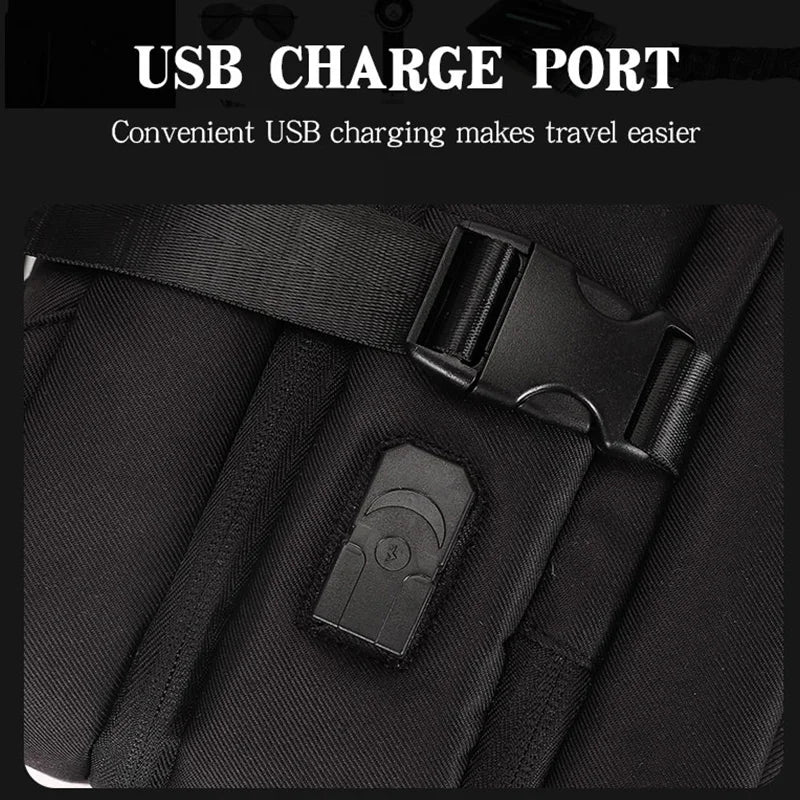 HKM-379731 Custom Logo Waterproof Nylon Laptop Backpack for 17-Inch Devices with USB Port - Unisex Fashion Design