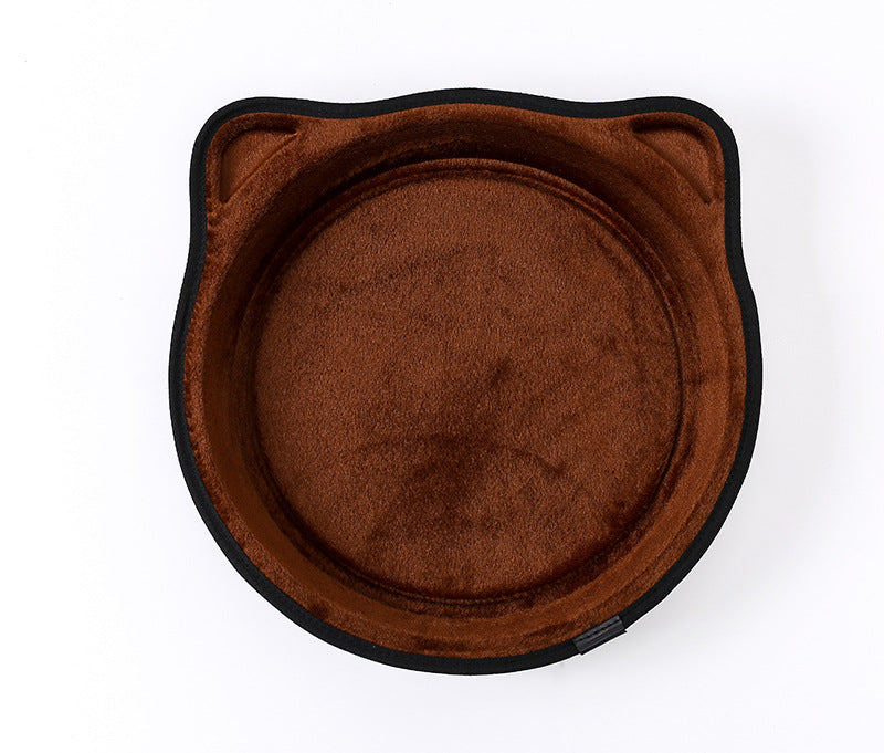 HKM-3797949 Sucker Window Sill Nest Round Cat Bed - Soft Short Plush Pet Nest for Cats